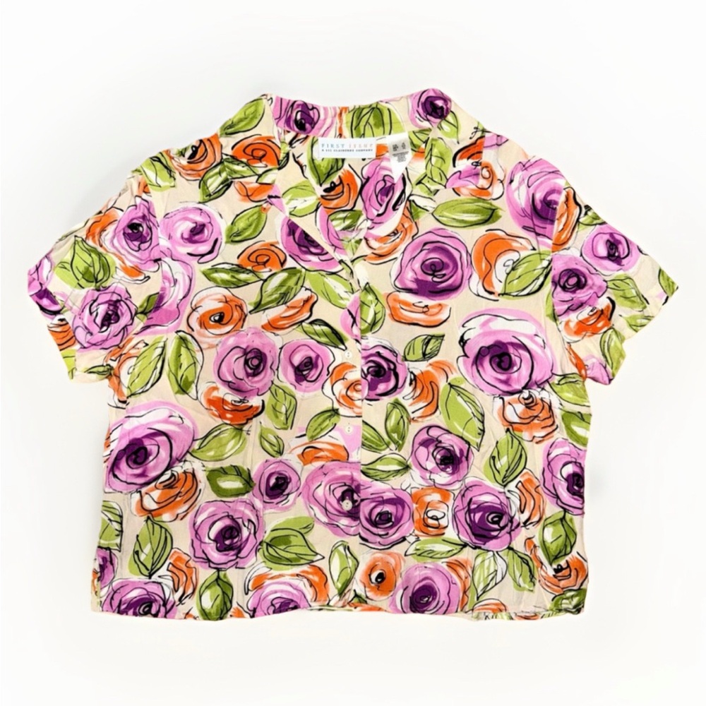 First Issue by Liz Claiborne Floral Shirt - Women’s or Unisex Button-Up Size XL